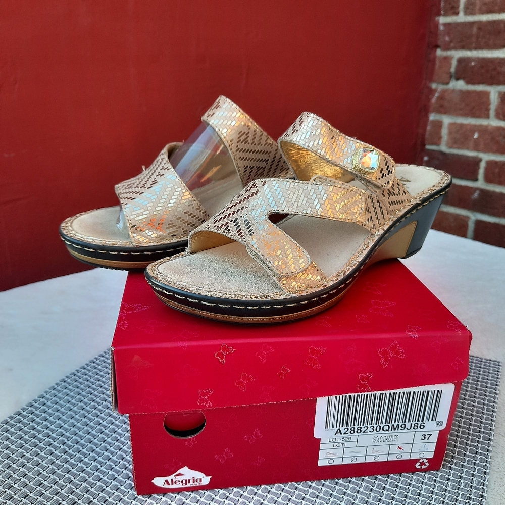 Alegria Loti Dazzler Wedge Sandal Comfort Shoes 37 Spring Summer